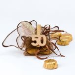 Bouquet marrón pinza madera 50 años 4 bombones*