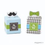 Caja papel bigote/pajarita "My Little Man",mínimo 24