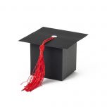 Caja papel gorro graduación con borla, mínimo 25