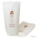 Bolsa papel blanco niña Comunión vestido corto 12x21X5cm.min.25