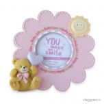 Marco fotos 19cm flor rosa y osito