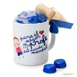 Taza cerámica El Mejor profe en caja regalo 6 bombones