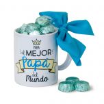 Taza cerámica para el mejor Papa en caja regalo con 6 bombones