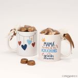 Taza cerámica 6 bombones MAMÁ LA REINA en caja regalo