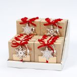 Expositor 20 cajas 2 napolitanas colgante fieltro copo nieve