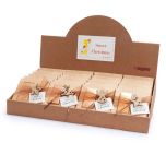 Expositor 24 cajas de 2 napolitanas con pinza navideña y tarjeta