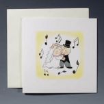 Invitación de boda Pit&Pita bailando con sobre