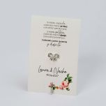 Tarjetón flores con mensaje en y broche lazo de metal