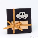 Estuche negro 2 napolitanas e imán metálico coche