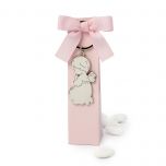 Llavero metal Angel en estuche rosa 5 peladillas chocolate