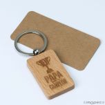 Llavero madera grabado Papa Campéon