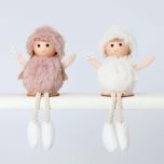 Muñecas rosa y blanca sentadas base madera surtido 2 min 2