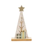 Figura árbol fieltro y base madera 26cm.