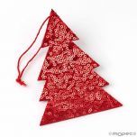 Colgante árbol de Navidad rojo con lentejuelas