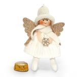 Colgante angelita blanca alas doradas 1 bombón