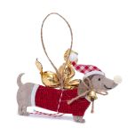 Colgante perro salchicha gorro papa noel con 2 crokichocs