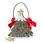 Cesto fieltro verde Árbol 38cm.8 croki-choc