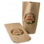 Bolsa Kraft para regalo, corona navideña, 18x32x7cm., min.25