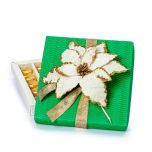 Caja verde 20 cora-choc Poinsettia blanca 20x20x3cm.*