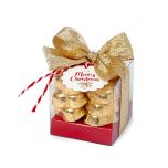 Cajita 12 cora-chocs lazo dorado y tarjetita Merry Christmas