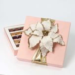 Caja rosa palo 30 bombones Poinsettia blanca 20x20x3cm.*