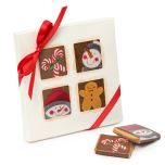 Estuche 4 ventanas con napolitanas Snowman y lazo rojo*