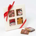 Estuche 4 ventanas con napolitanas Snowman y lazo rojo*
