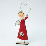 Figura de madera Ángel terciopelo rojo con led, 37cm. min.2