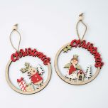 Colgante madera redondo Christmas 2 stdo.10 cm. min.6