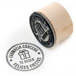 Sello redondo personal...te desea Felices Fiestas 3,5Øx2,5cm