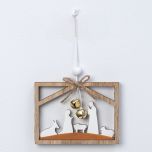 Colgante de madera siluetas Pesebre con cascabel, min.4