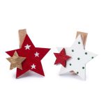 Pinzas estrella roja y blanca 4cm. surtido