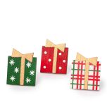 Adhesivo regalos madera lazo dorado 2,9x3,6cm