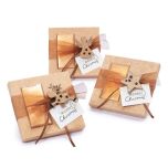Caja 2 napolitanas con pinza reno, estrella, ángel y tarjeta