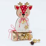 Estuche con Cervatillo Rojo madera 10 crokis oro 19,5cm.