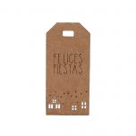 Tarjeta ventanas perforadas kraft Felices Fiestas 3,2x7cm. min 24.