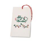 Tarjetón 6x10cm.Feliz Navidad Luces color con cinta, min.25, varios idiomas disponible