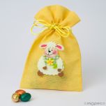 Bolsa amarilla 19 huevos praliné con oveja 15x23cm.