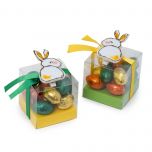 Estuche con 12 huevos praliné pinza fieltro conejito 2stdo.*