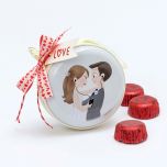 Monedero cremallera pareja música 3 bombones tarjeta Love