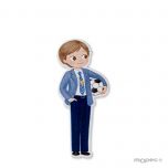 Figura 2D adhesiva niño Comunión con pelota 5,5cm. min10