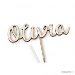 Cake topper madera personalizado 1 nombre 18cm,aprox