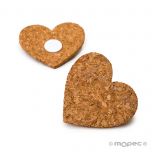 Corazón corcho con adhesivo 6x5,5x0,3cm., min.6