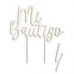 Cake topper madera Mi Bautizo 16x17x0,5cm.