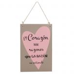 Cuadro de madera,corazón con frase 20x30cm.