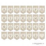 Banderola textura lino corazón para guirnalda 14,6x21,7cm