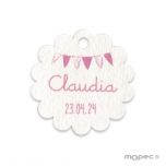 Tarjeta flor banderita niña, 3cm.(preciox54u.) min.54