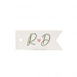 Tarjeta banderola corazón iniciales 4x1,7cm precio 77u.,