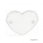 Tarjeta blanca corazón 2 agujeros 5x4cm (preciox30u) min.30