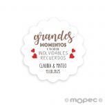 Etiqueta adhesiva Grandes Momentos Ø4,5cm.1hj=24u.min.5